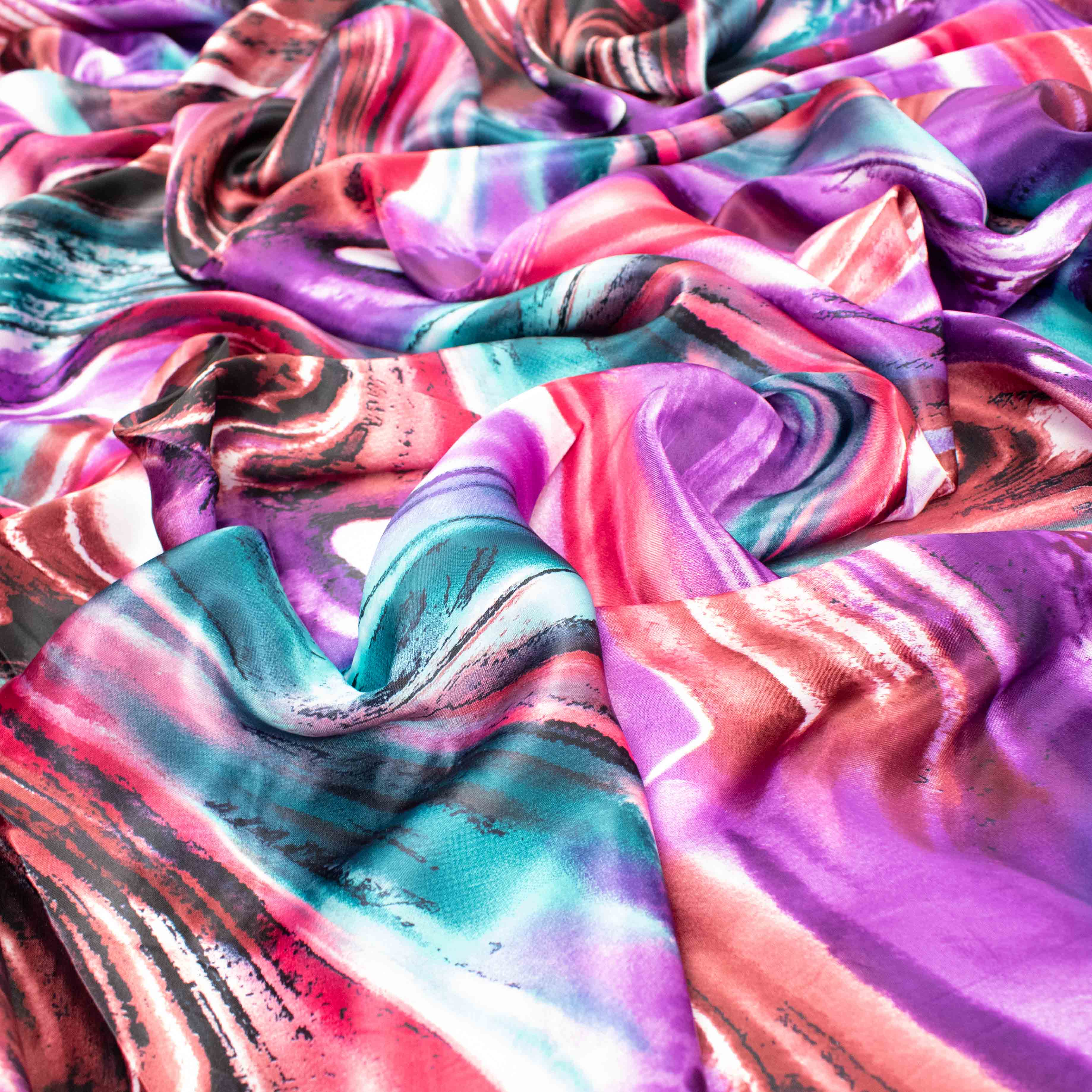 Printed Satin Design-3 Purple and Maroon Vortex