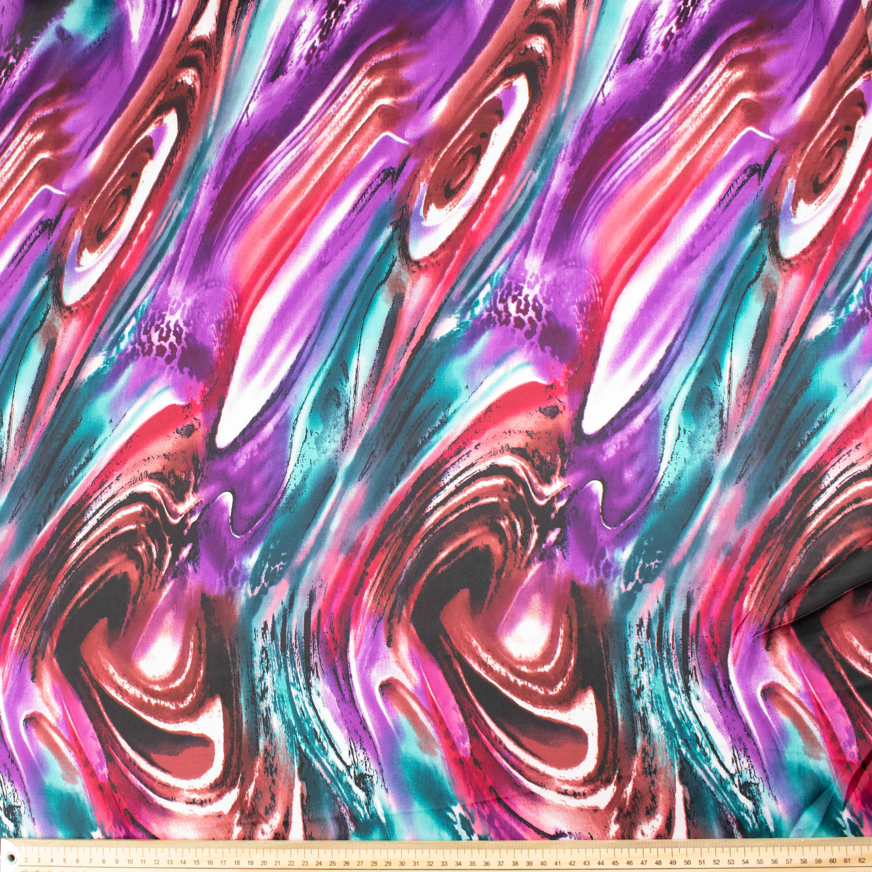 Printed Satin Design-3 Purple and Maroon Vortex