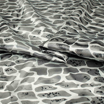 Printed Satin Design-33 Silver Leopard