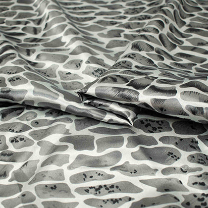 Printed Satin Design-33 Silver Leopard