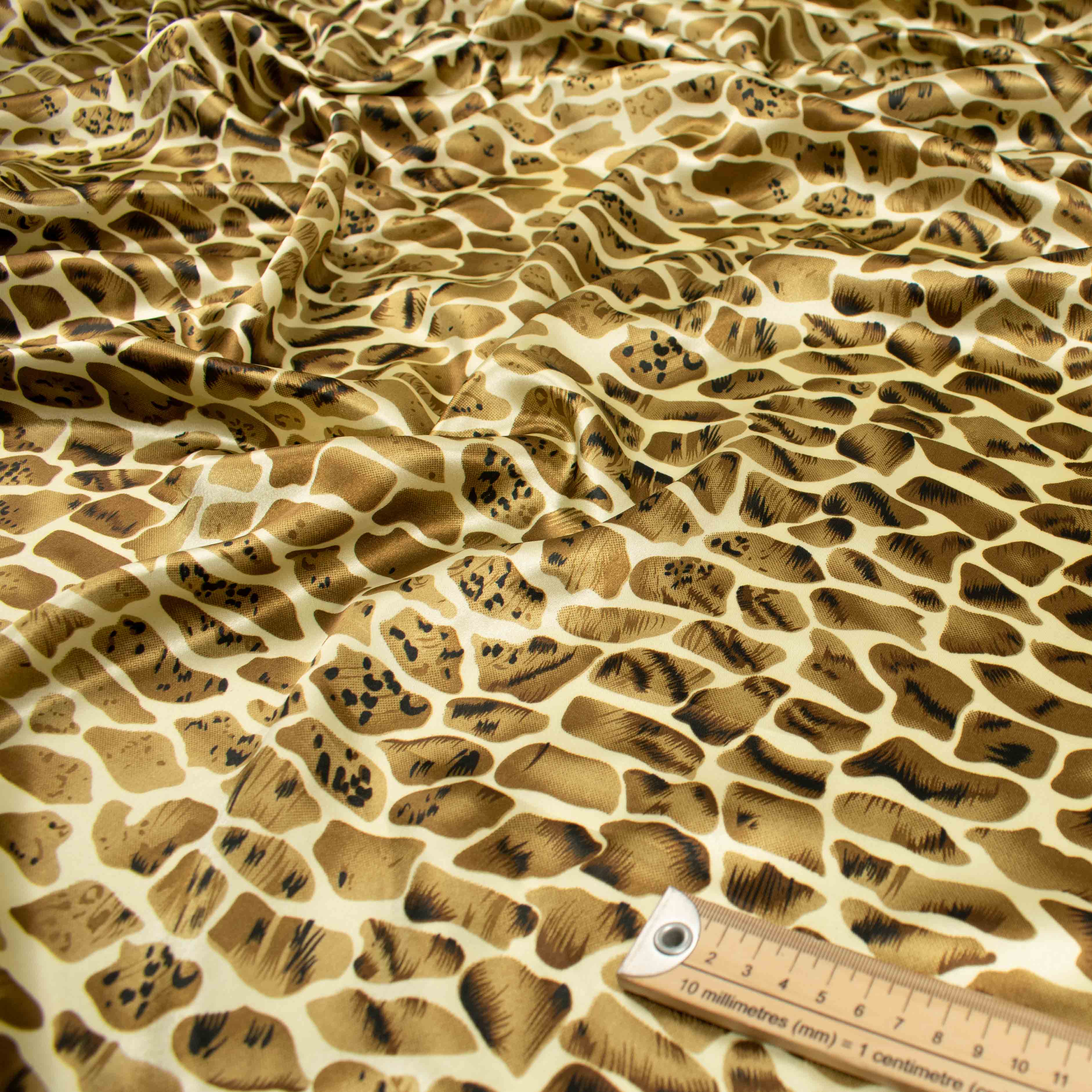 Printed Satin Design-34 Gold Leopard