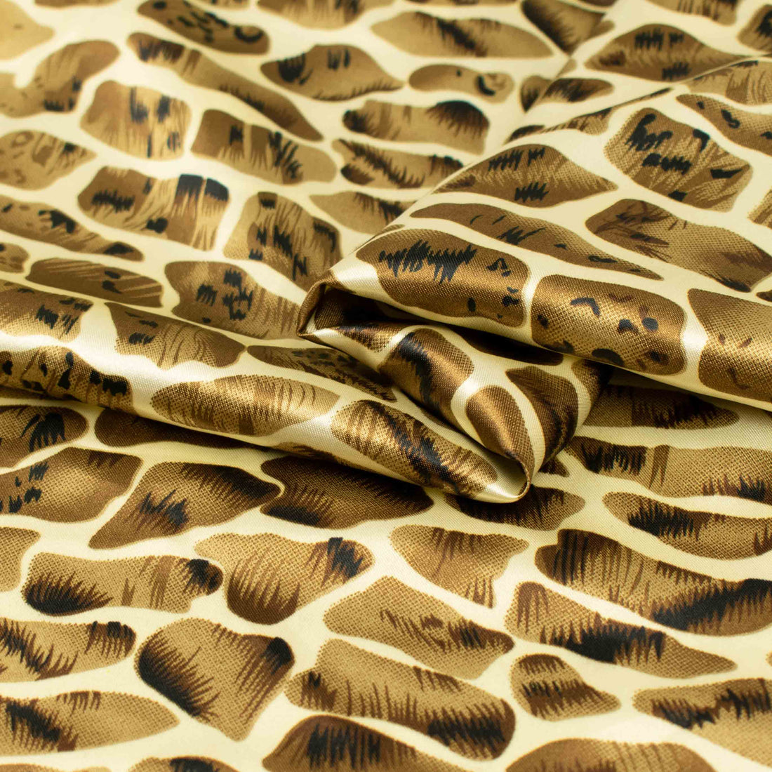 Printed Satin Design-34 Gold Leopard