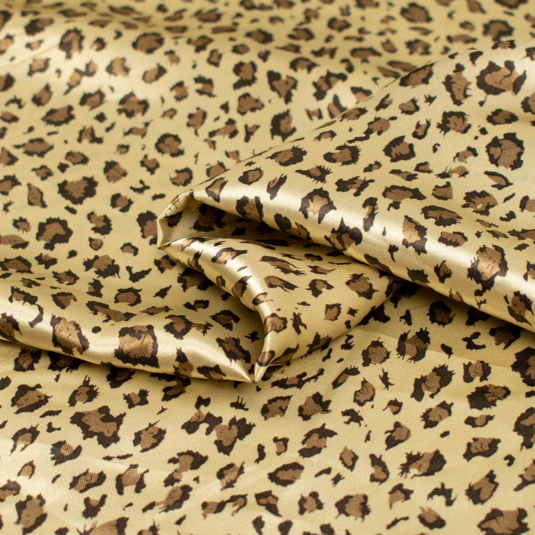 Printed Satin Design-36 Brown Leopard on Gold