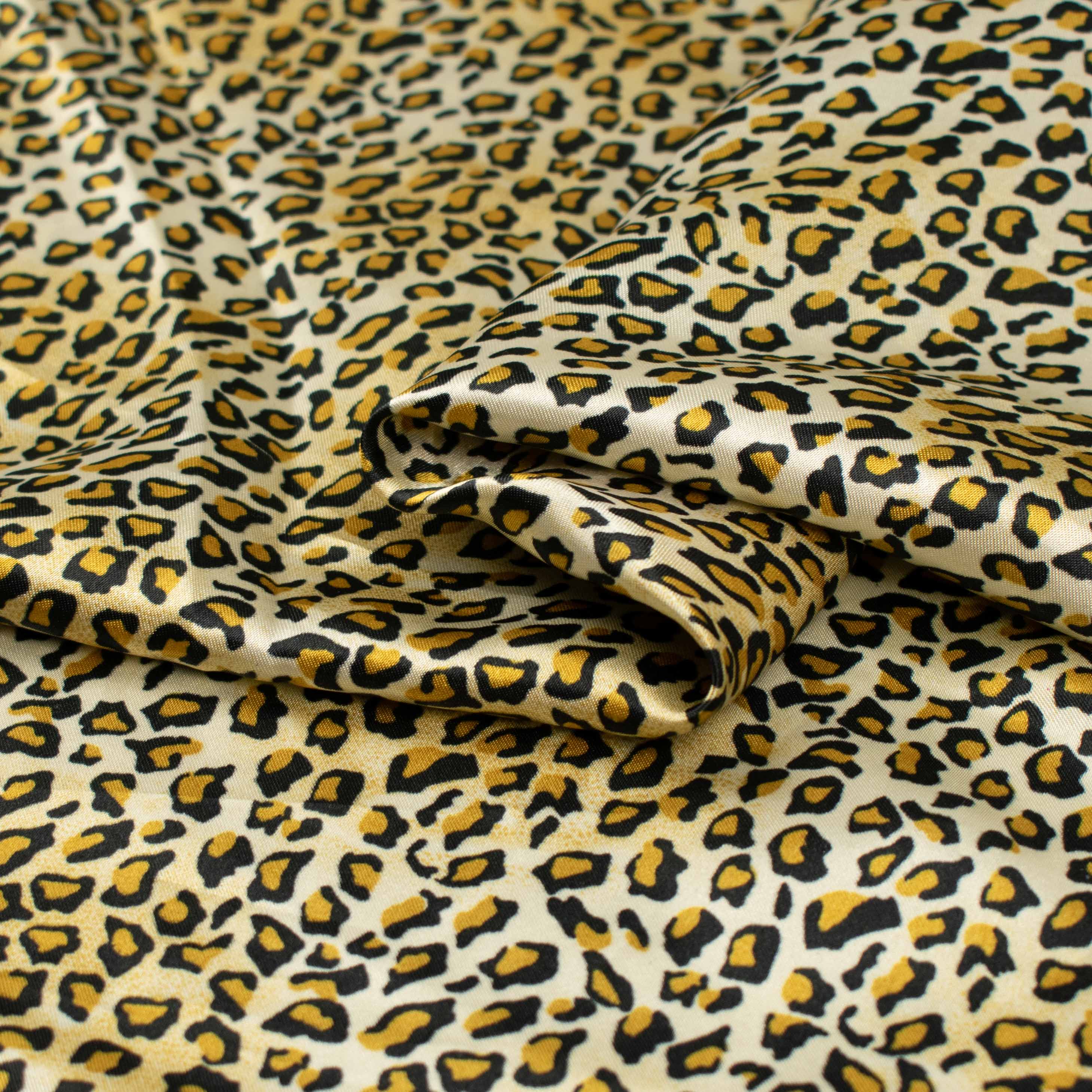 Printed Satin Design-37 Gold & Black Leopard