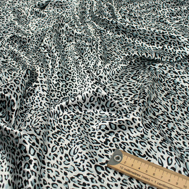Printed Satin Design-38 Silver & Black Leopard