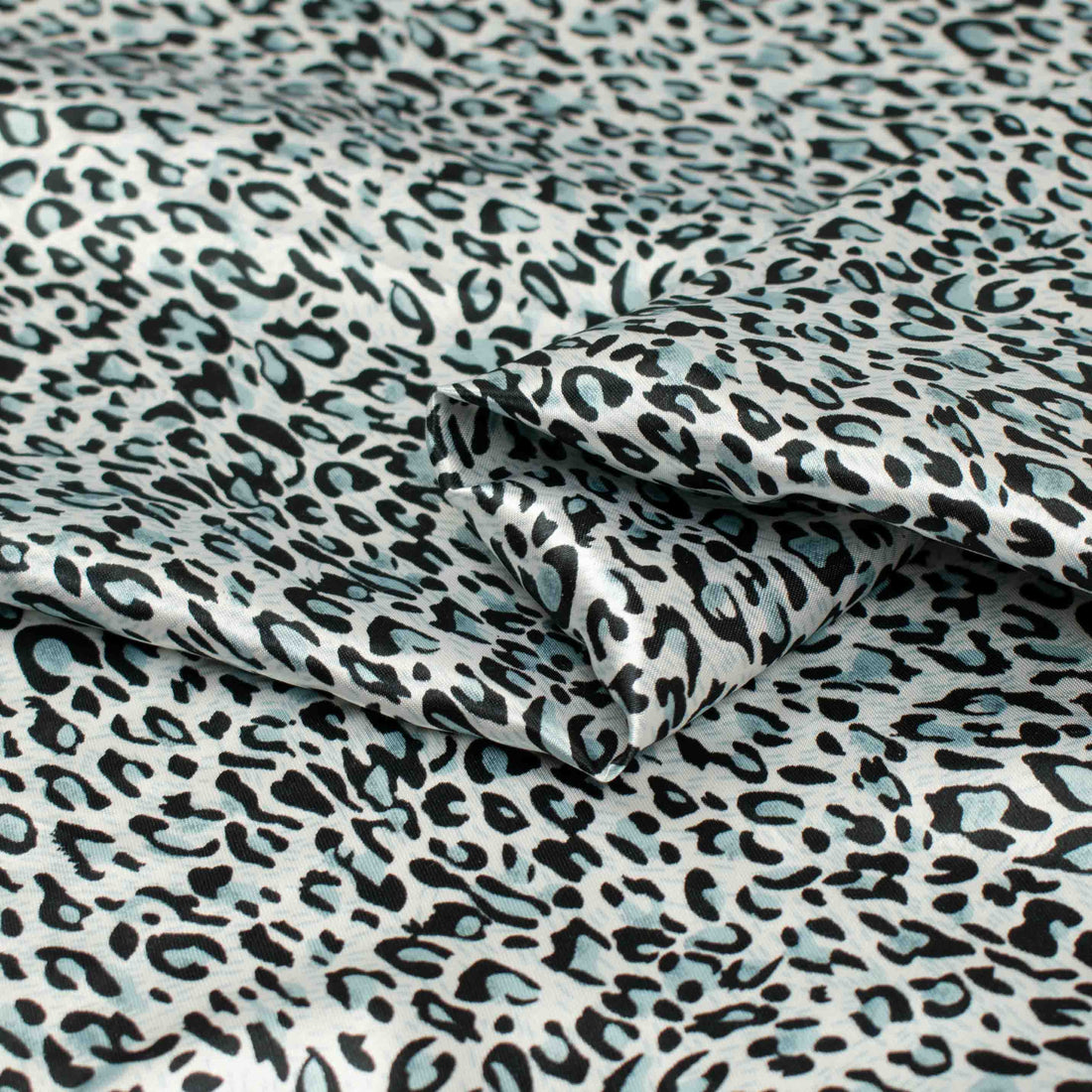 Printed Satin Design-38 Silver & Black Leopard
