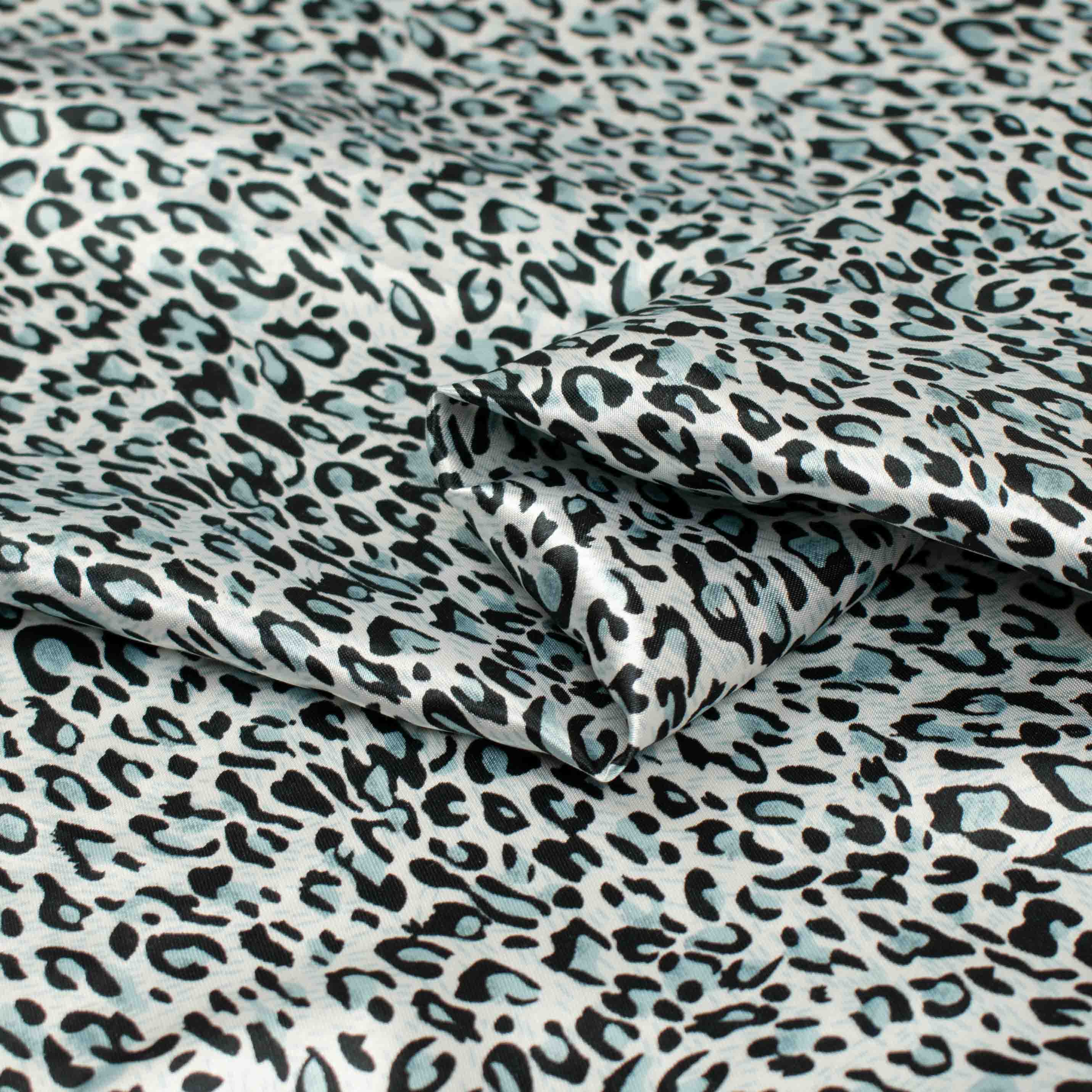 Printed Satin Design-38 Silver & Black Leopard