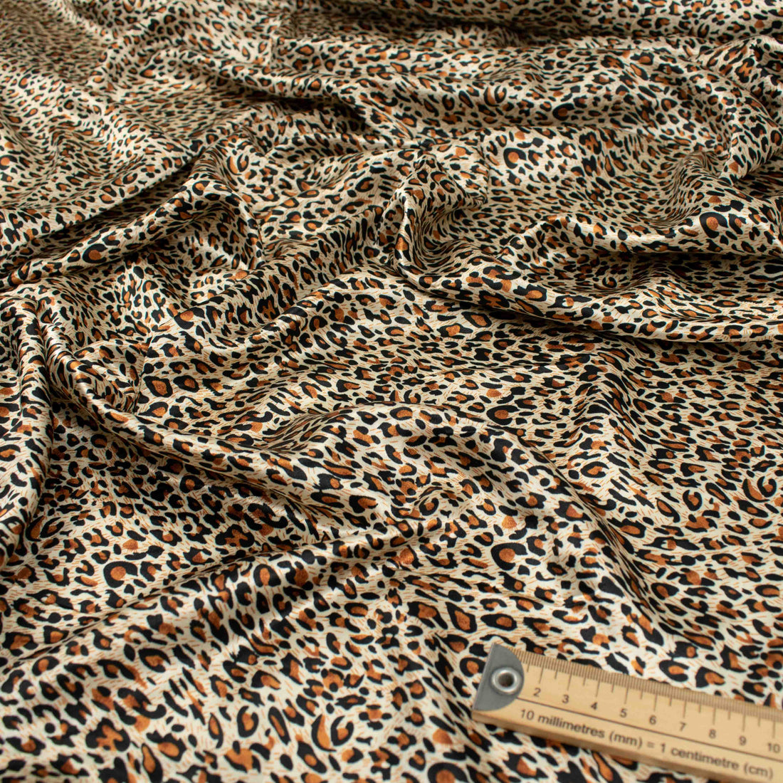 Printed Satin Design-39 Orange & Black Leopard