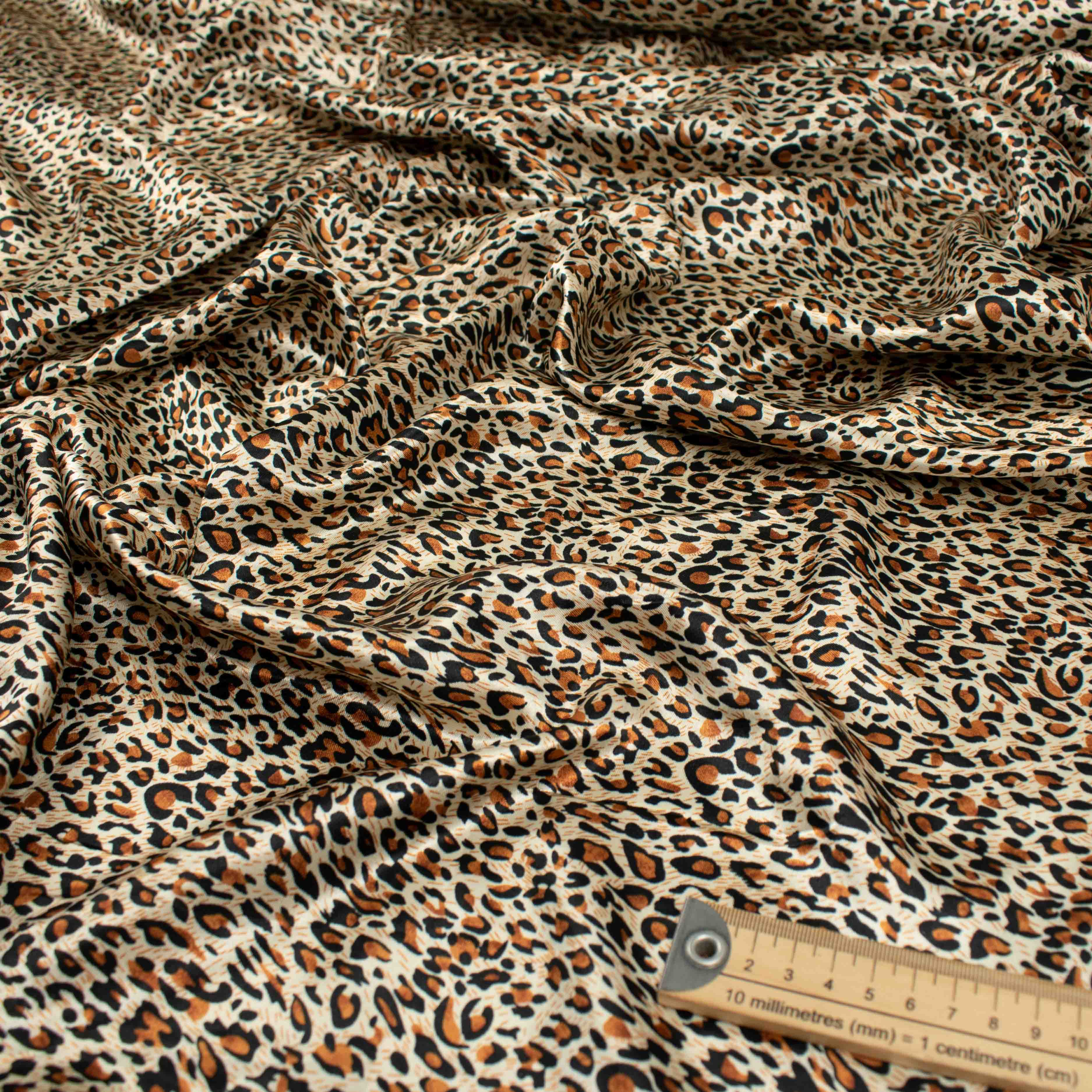 Printed Satin Design-39 Orange & Black Leopard