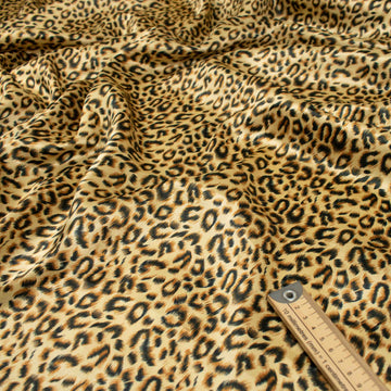 Printed Satin Design-40 Brown & Black Leopard on Gold