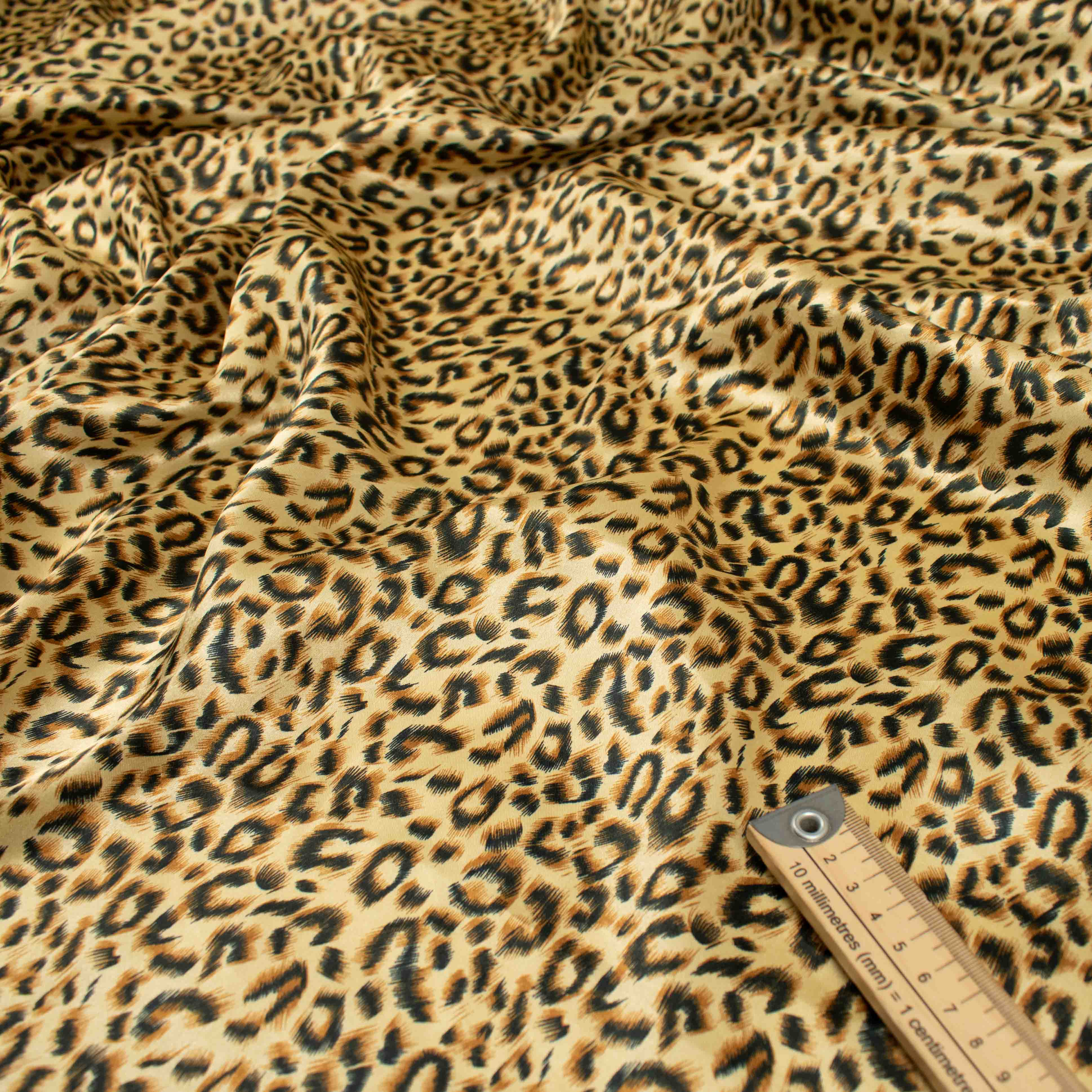 Printed Satin Design-40 Brown & Black Leopard on Gold