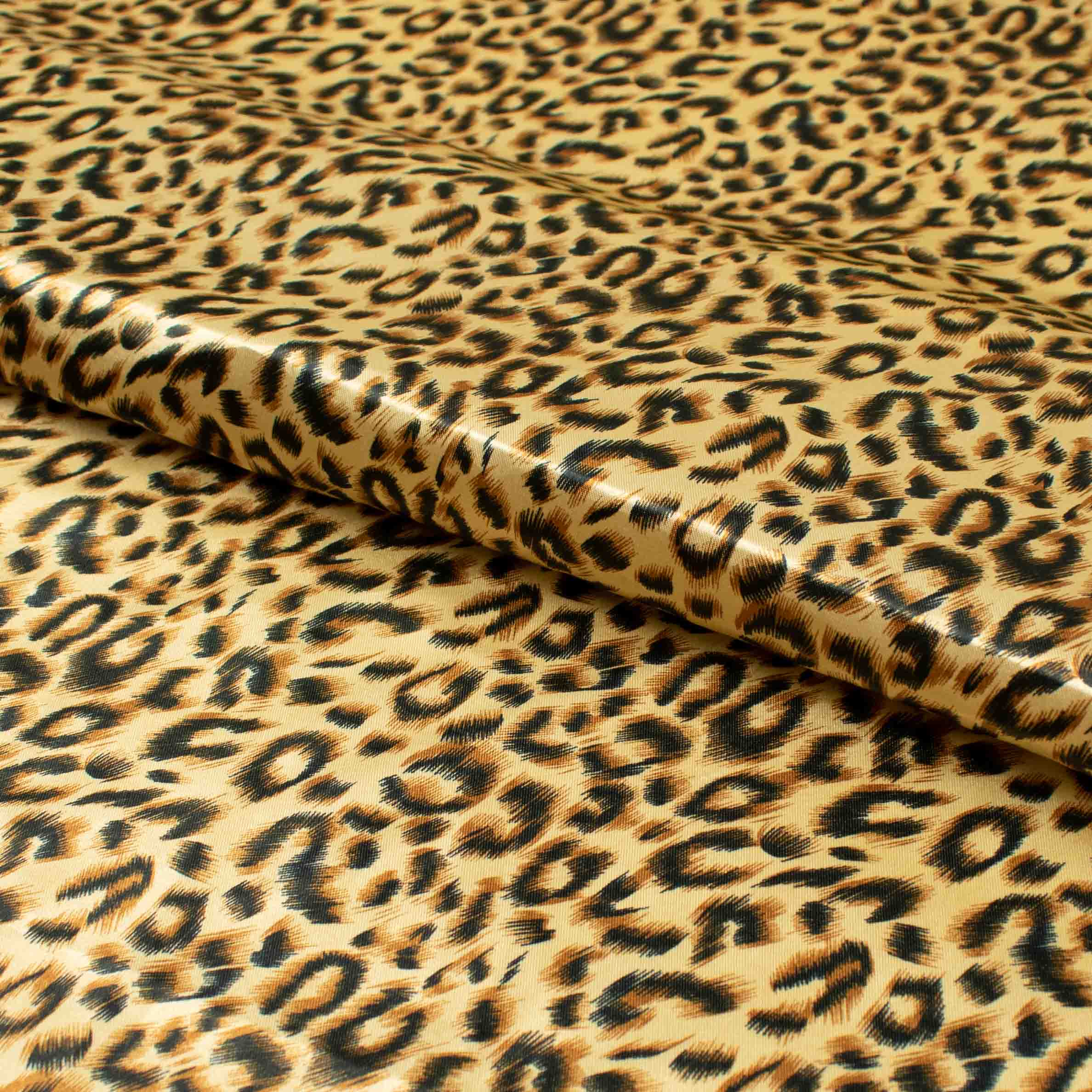 Printed Satin Design-40 Brown & Black Leopard on Gold