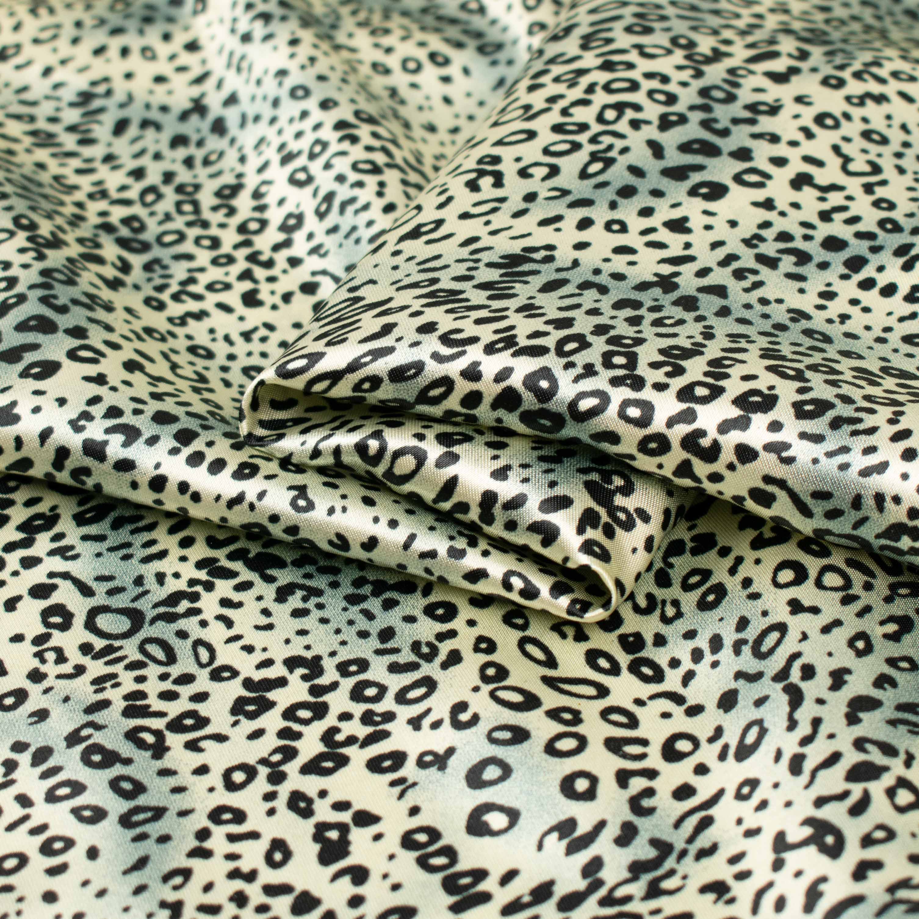 Printed Satin Design-41 Silver & Black Leopard