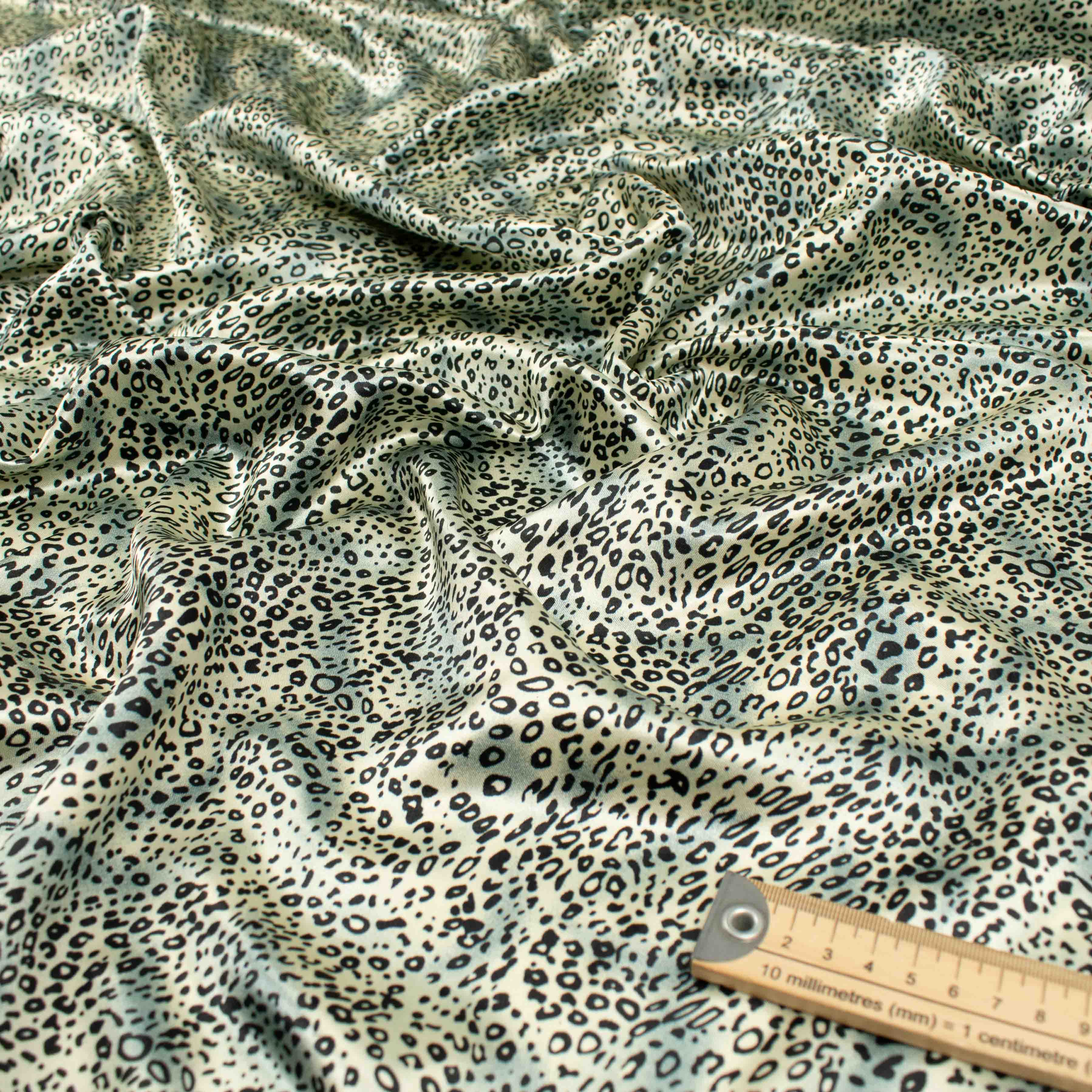 Printed Satin Design-41 Silver & Black Leopard