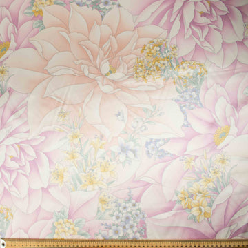 Printed Satin Design-67 Peach & Baby Pink Flower Bloom