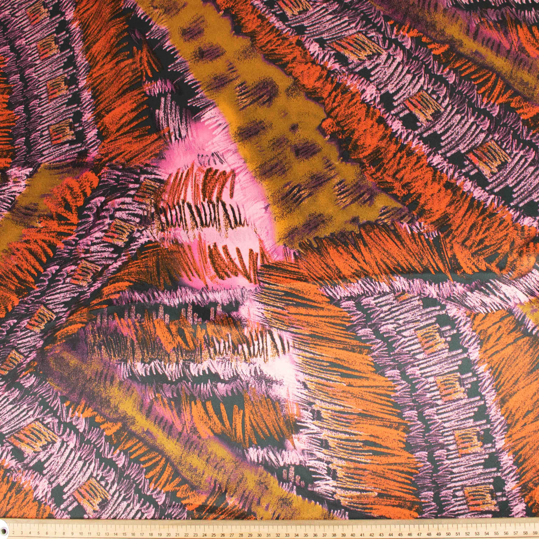 Printed Satin Design-68 Orange & Pink Abstract