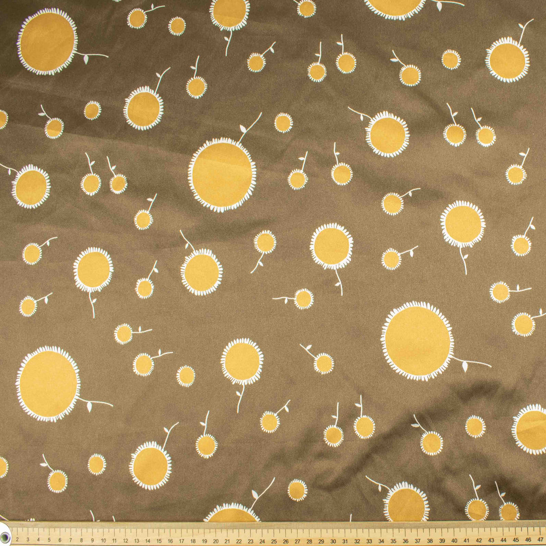 Printed Satin Design-7 Gold Dots on Brown