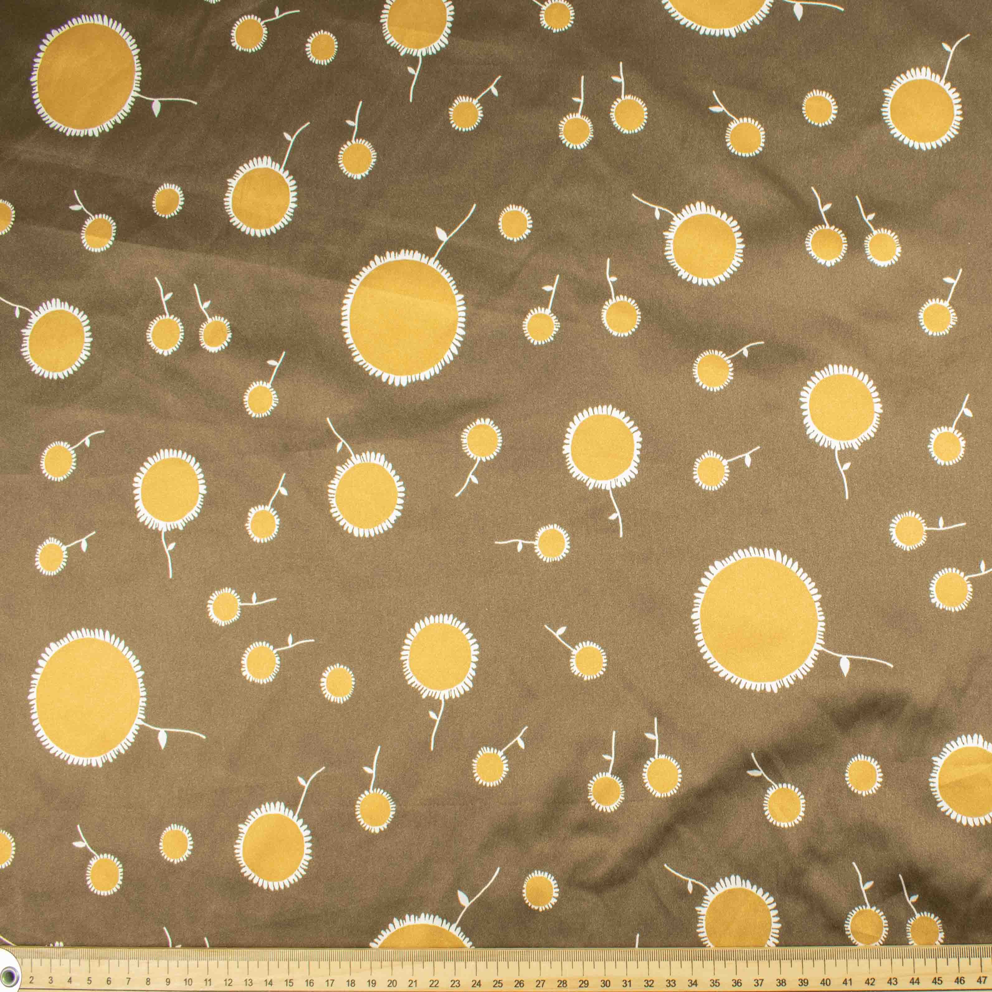 Printed Satin Design-7 Gold Dots on Brown