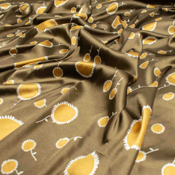 Printed Satin Design-7 Gold Dots on Brown