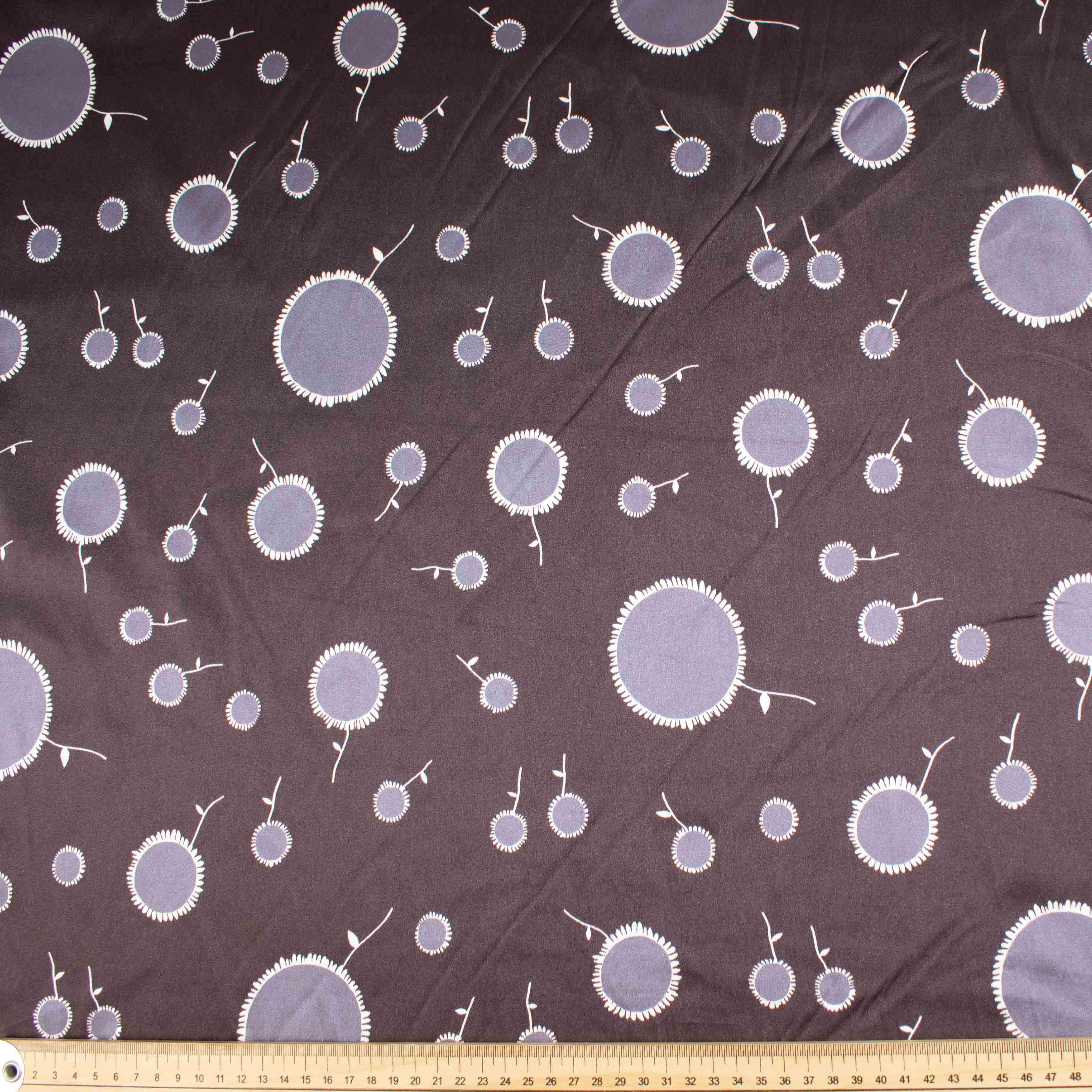 Printed Satin Design-8 Silver Grey Dots Dark Purple