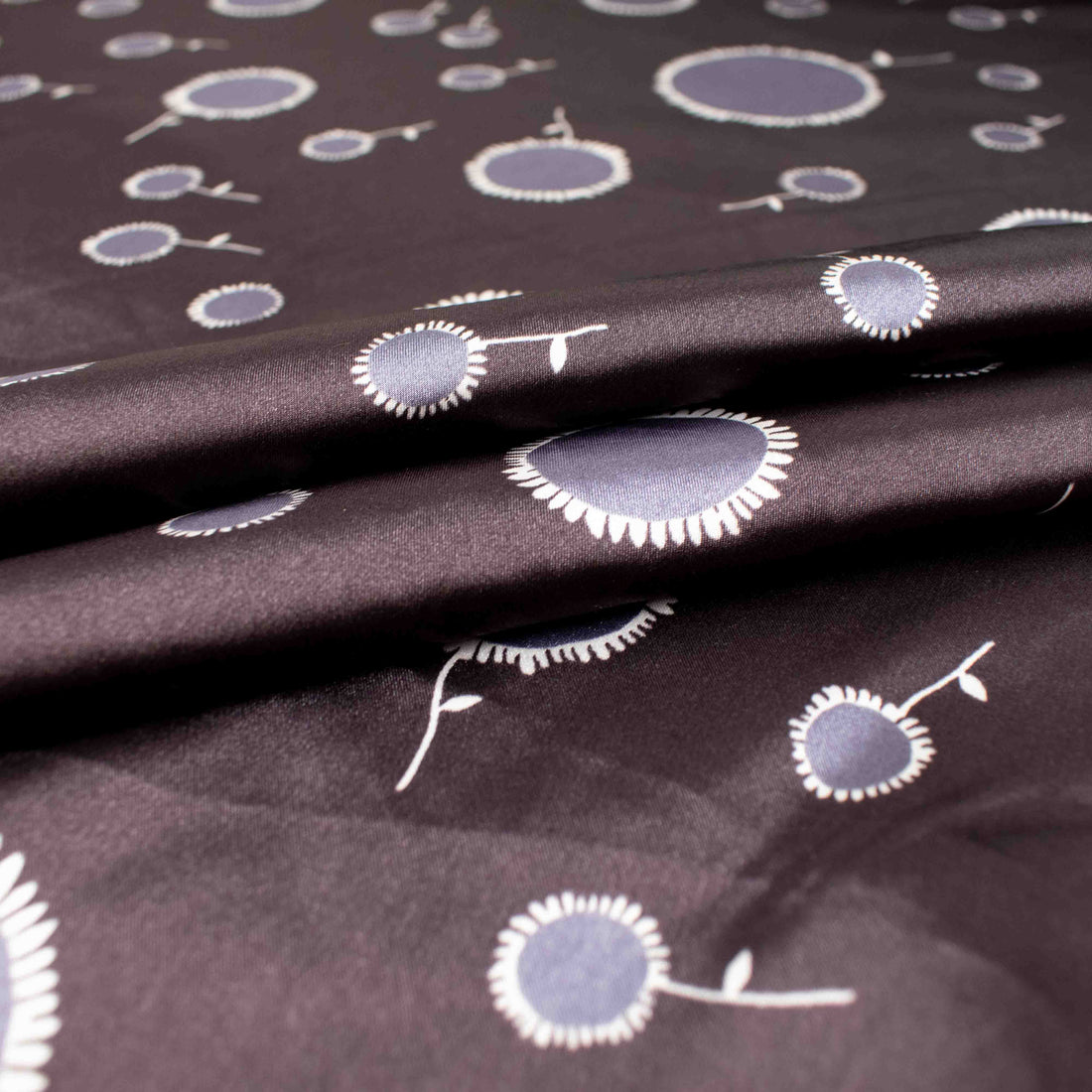 Printed Satin Design-8 Silver Grey Dots Dark Purple