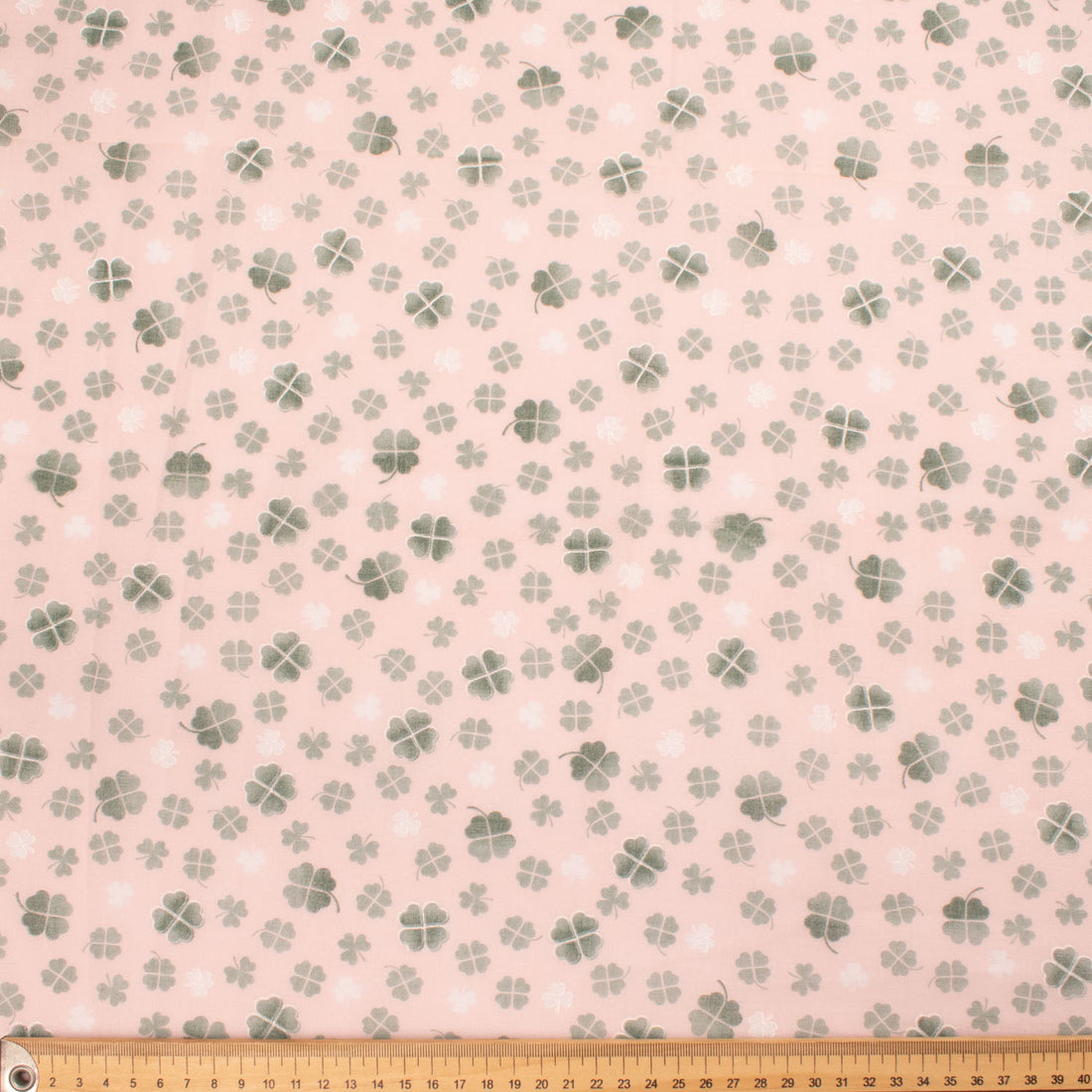 Printed Cotton Voile Design-52 White & Green Four Leaf Clover on Carol