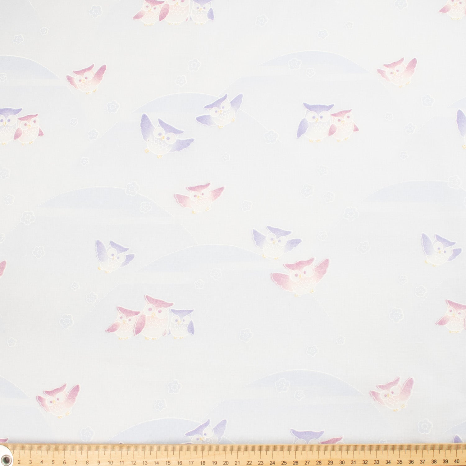 Printed Cotton Voile Design-8 Purple Owls on Light Lilac