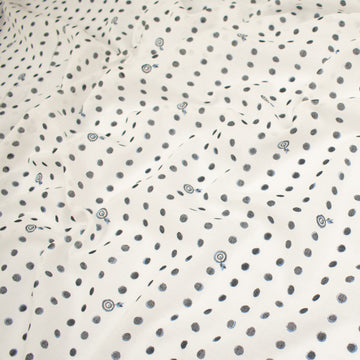 Printed Cotton Voile Design-9 Black & Blue Dots on White