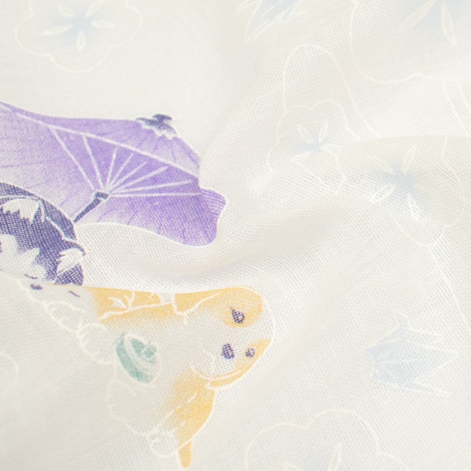 Printed Cotton Voile Design-20 Yellow & Purple Happy Dogs on White