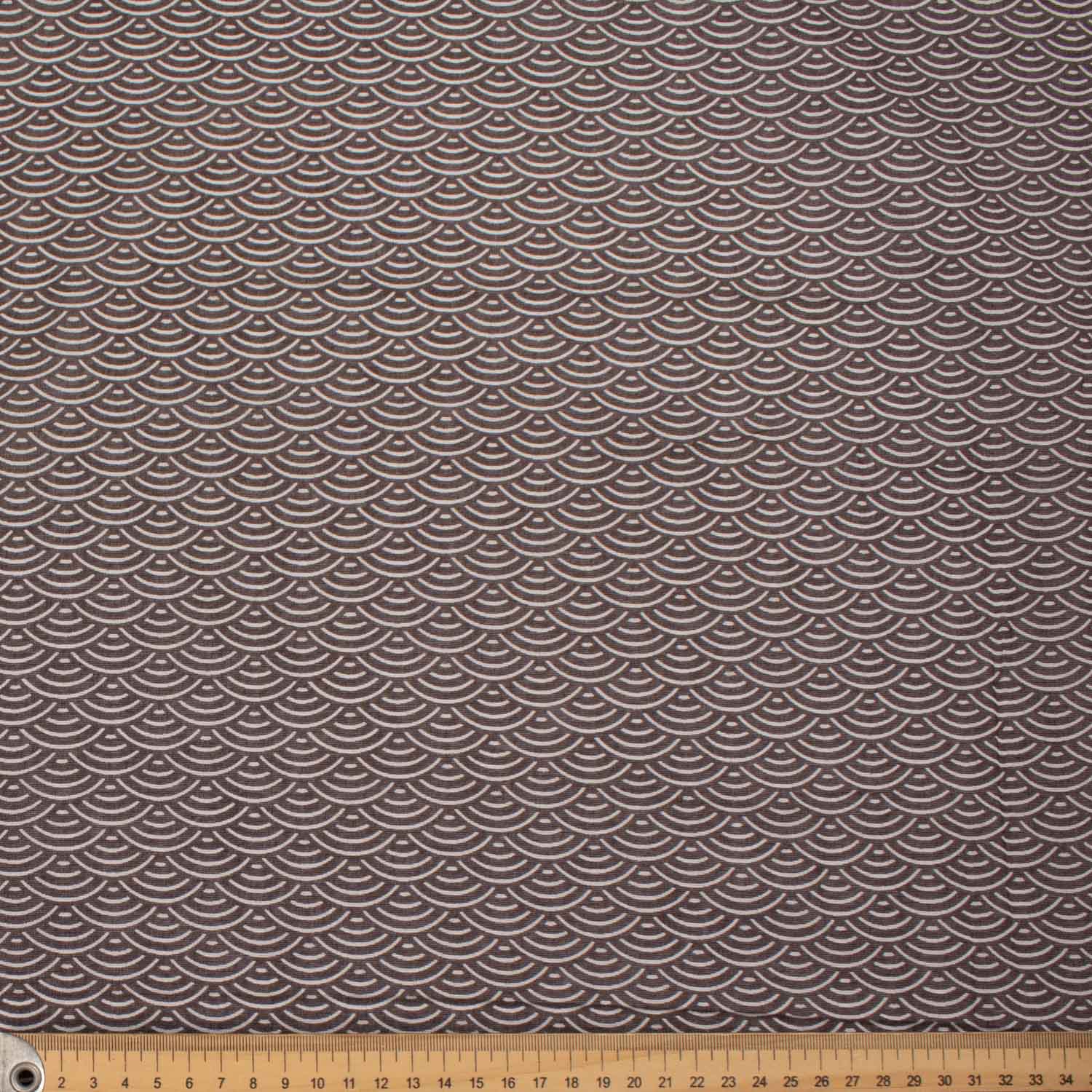 Printed Cotton Voile Design-5 Traditional Japanese Wave (Seigaiha) Pattern - Cocoa