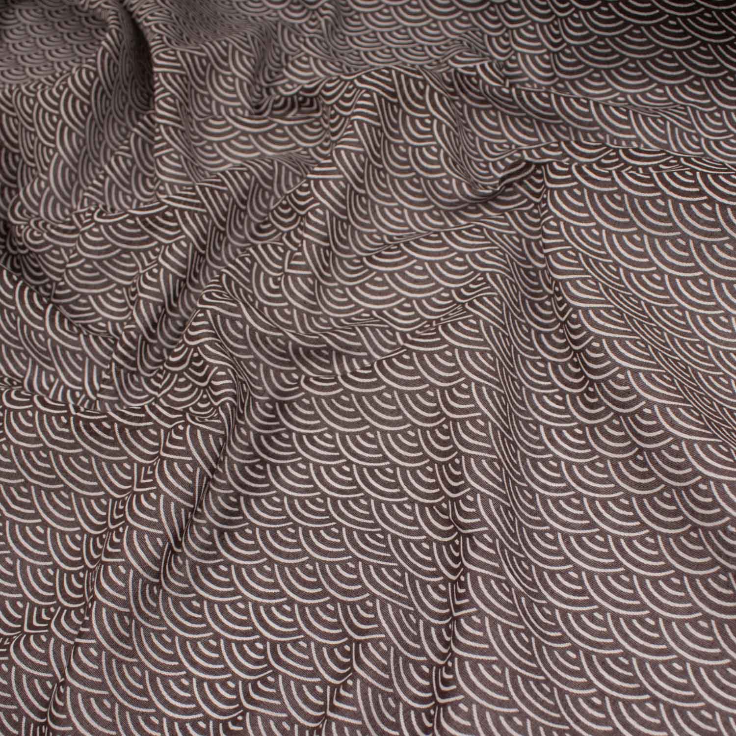 Printed Cotton Voile Design-5 Traditional Japanese Wave (Seigaiha) Pattern - Cocoa