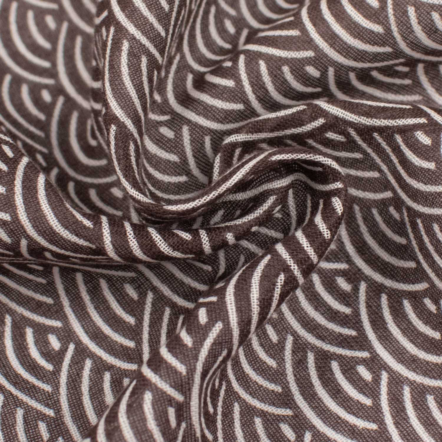 Printed Cotton Voile Design-5 Traditional Japanese Wave (Seigaiha) Pattern - Cocoa