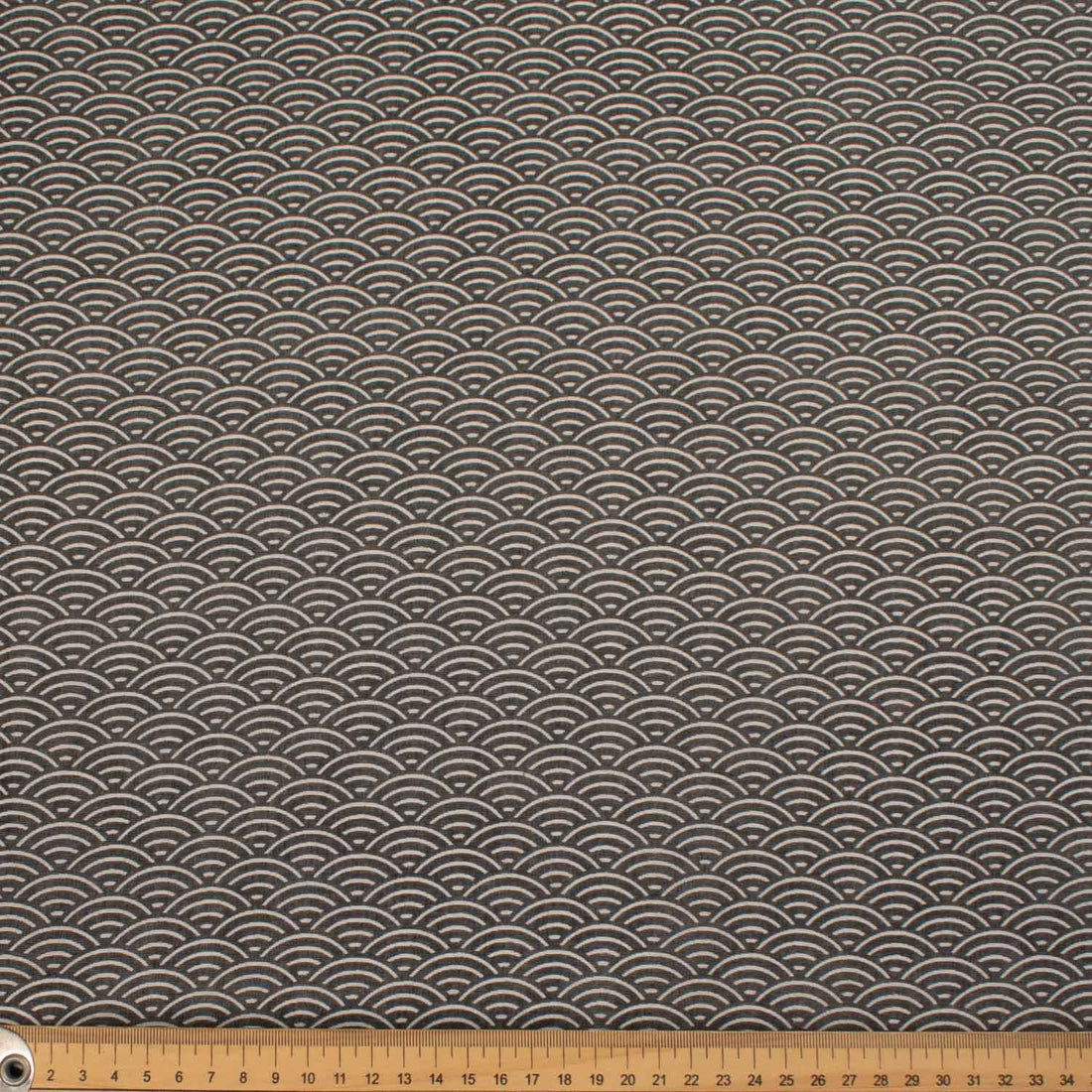 Printed Cotton Voile Design-6 Japanese White Waves on Black