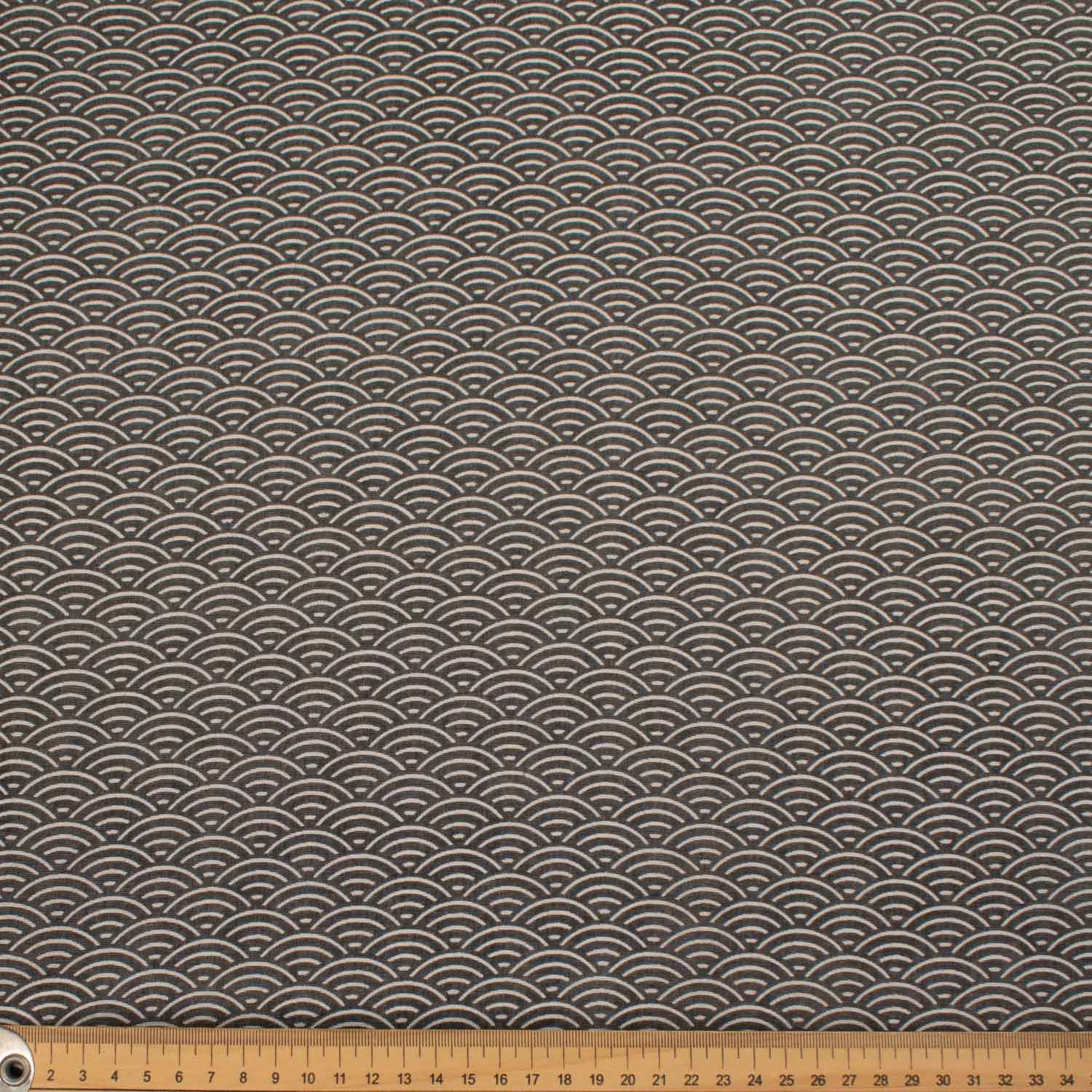 Printed Cotton Voile Design-6 Japanese White Waves on Black