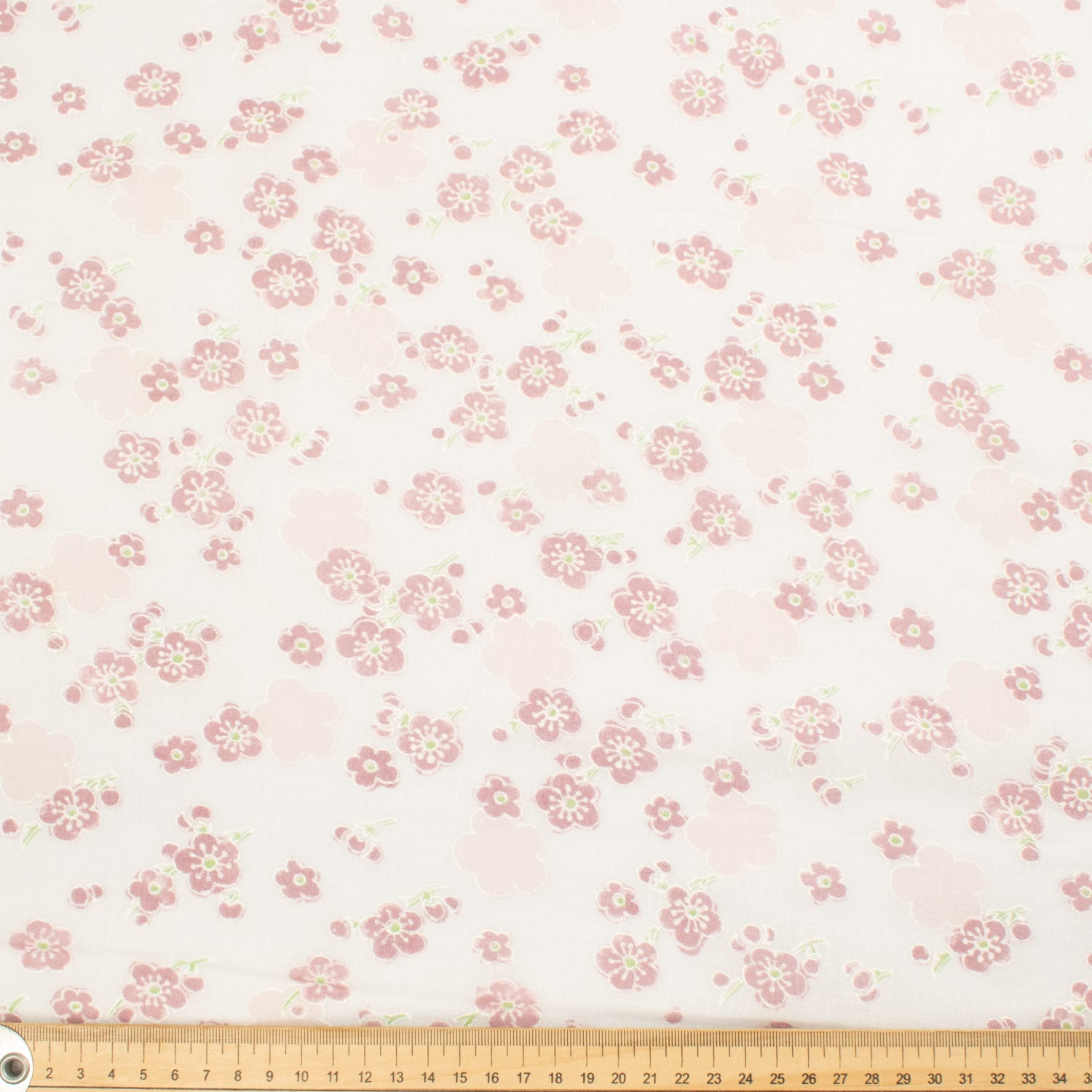 Printed Cotton Voile Design-40 Dusty Pink Sakura on White