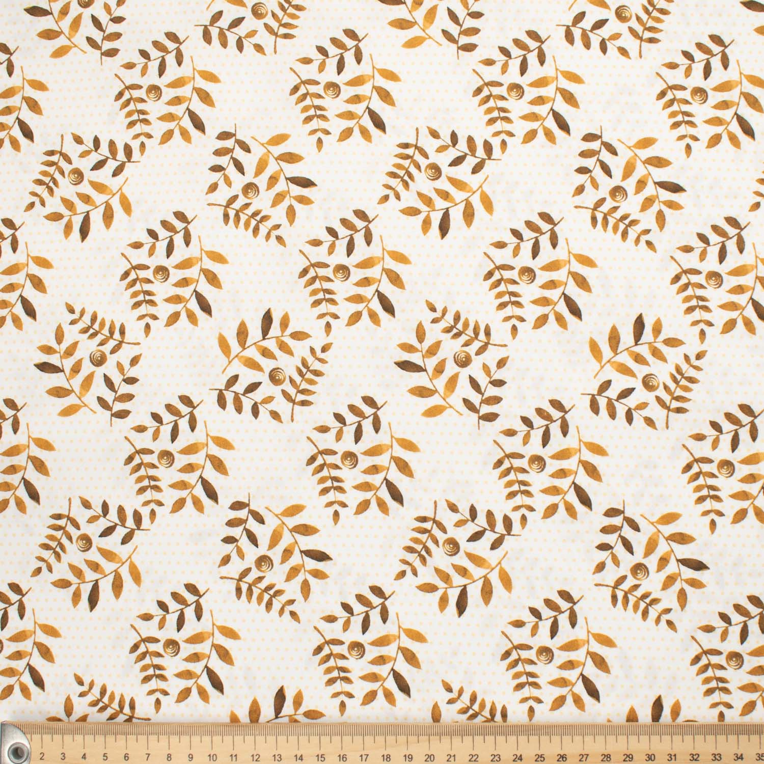 Provence Collection #07 Yellow Leaves & Micro Dot on White Cotton Prints