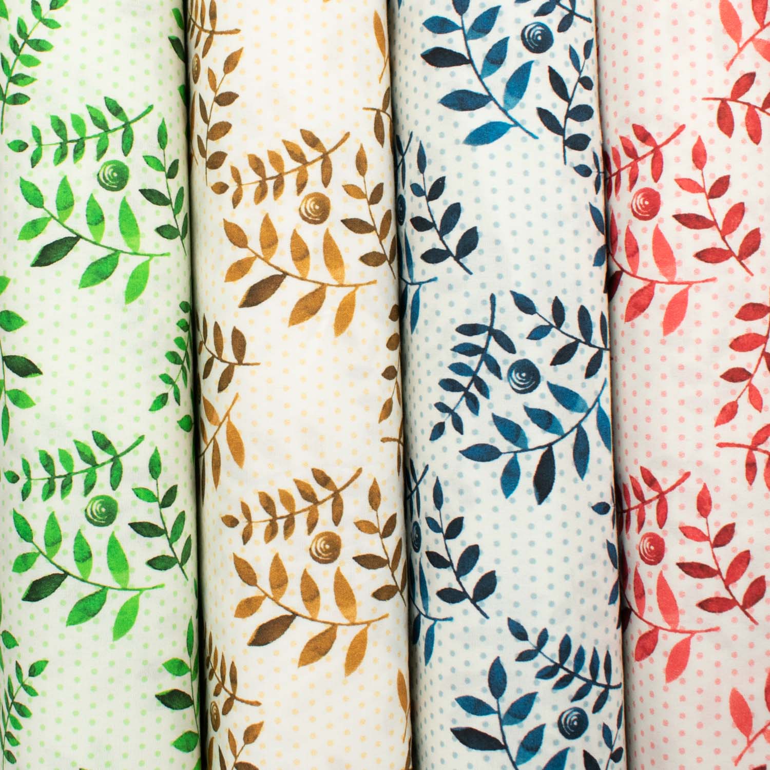 Provence Collection #07 Yellow Leaves & Micro Dot on White Cotton Prints