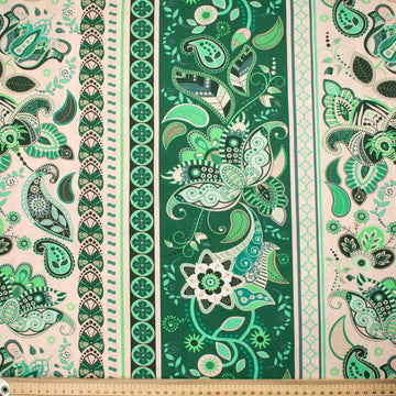 Provence Collection #16 Green Big Floral Vines Stripes Cotton Prints