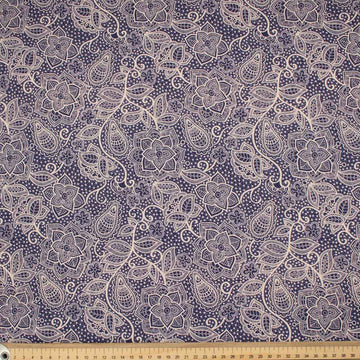Provence Collection #17 Floral Lace on Purple Blue Cotton Prints