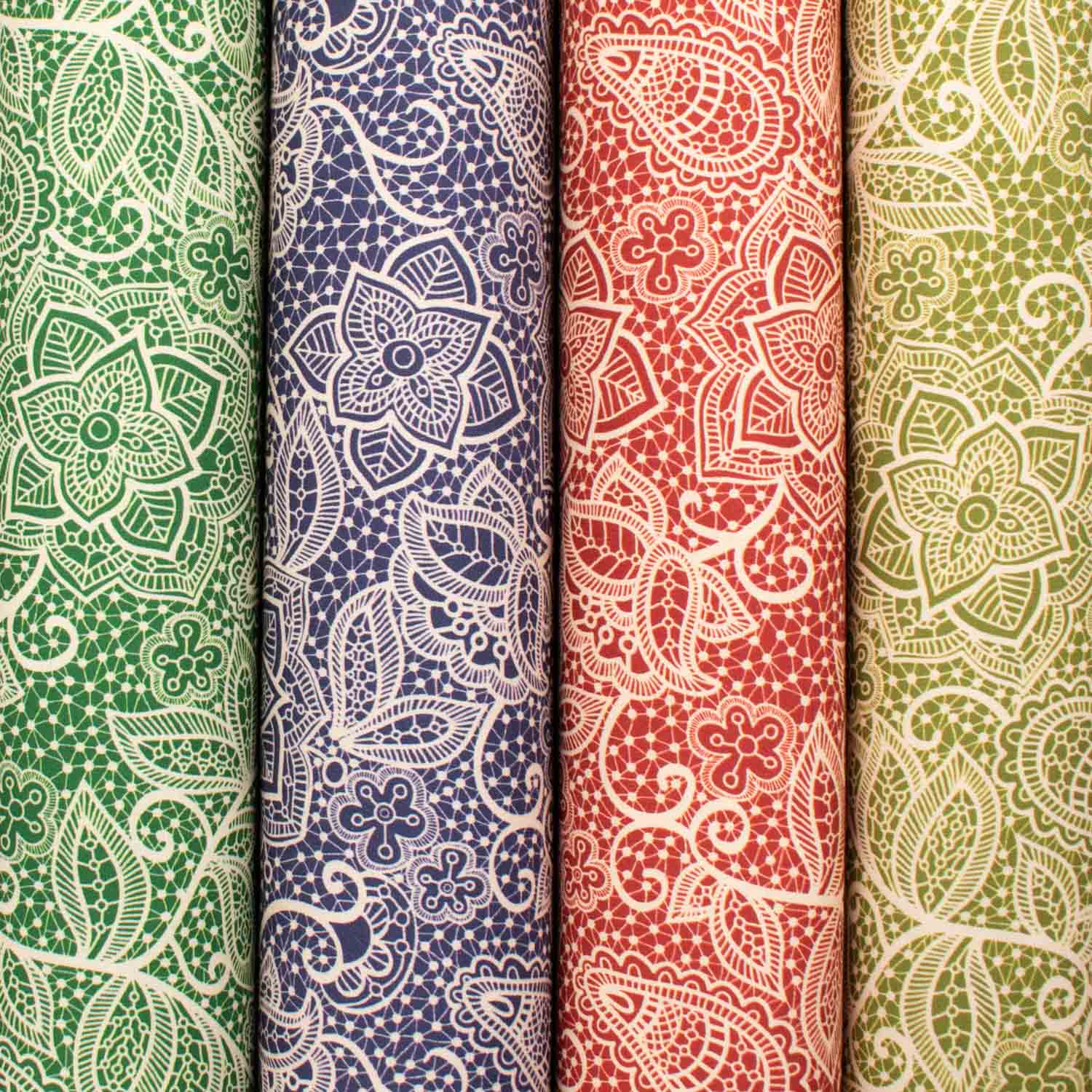 Provence Collection #20 Floral Lace on Mustard Green Cotton Prints