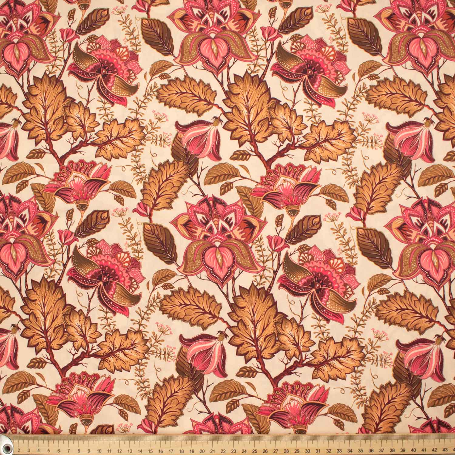 Provence Collection #09 Red Big Flower on Cream Cotton Prints