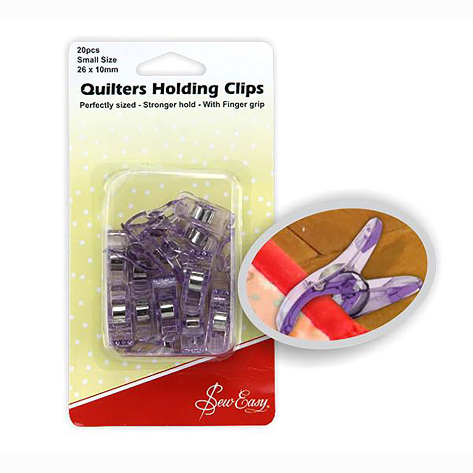 Quilter's Holding Clips 22 x 10mm 20 pcs -Purple Clips in hang sell pack