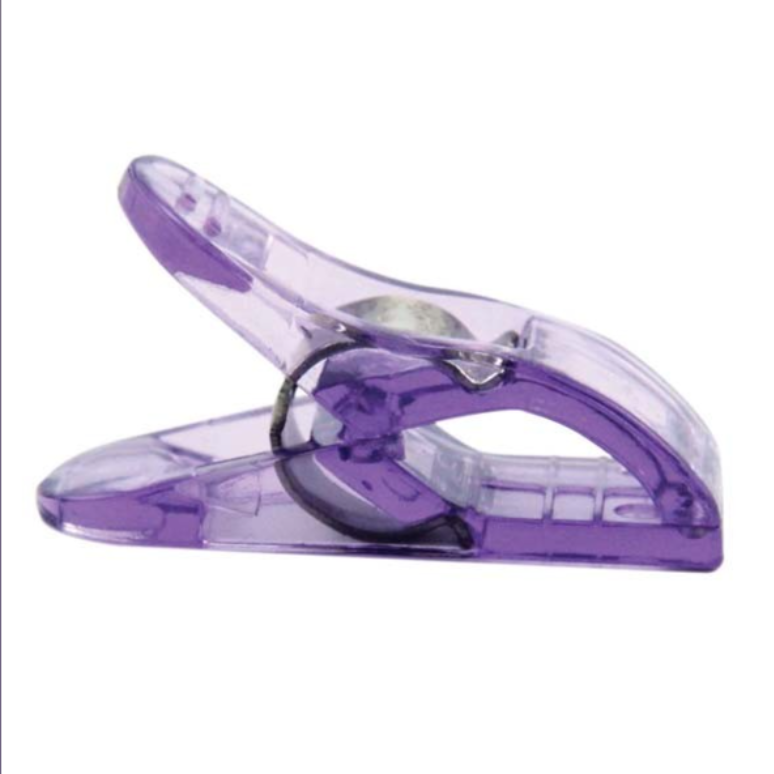 Quilter's Holding Clips 22 x 10mm 45 pcs - Purple Clips in hang sell pack