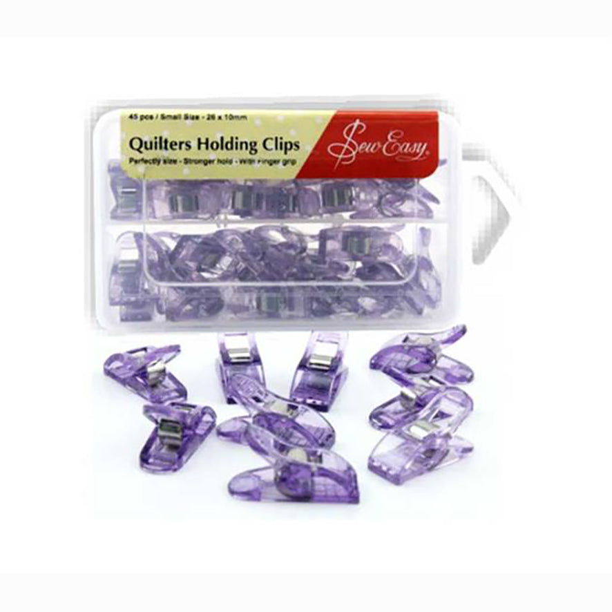 Quilter's Holding Clips 22 x 10mm 45 pcs - Purple Clips in hang sell pack
