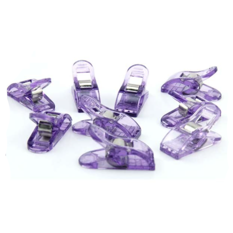 Quilter's Holding Clips 22 x 10mm 20 pcs -Purple Clips in hang sell pack