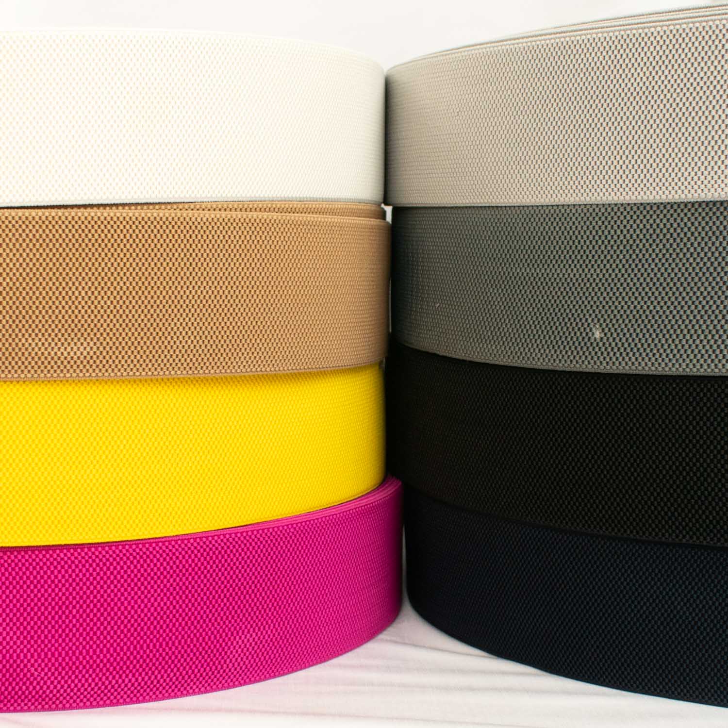 Coloured High Density Ribbed Non Roll Elastic 6cm