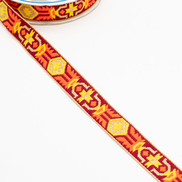 Embroidered Fancy Jacquard Ribbon-2cm