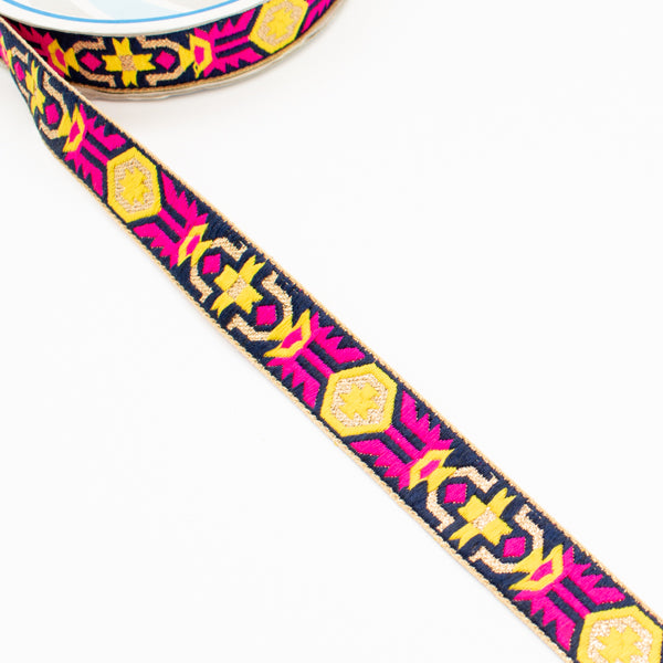 Embroidered Fancy Jacquard Ribbon-2cm