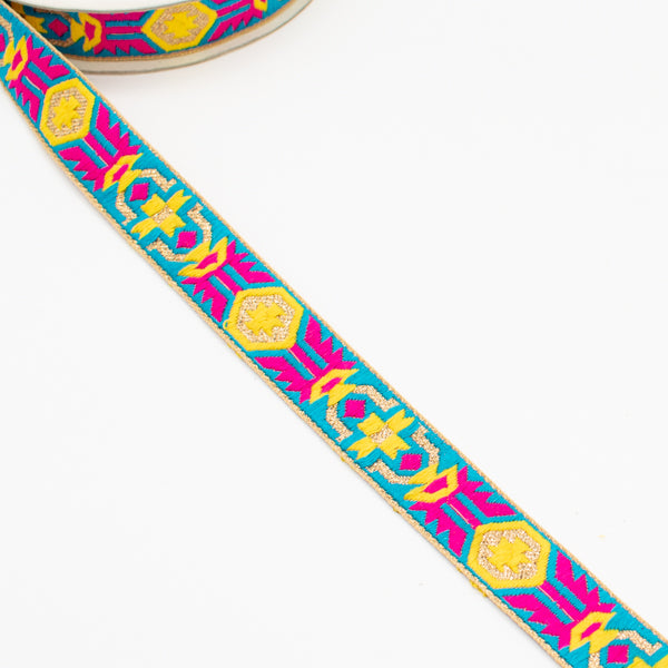 Embroidered Fancy Jacquard Ribbon-2cm