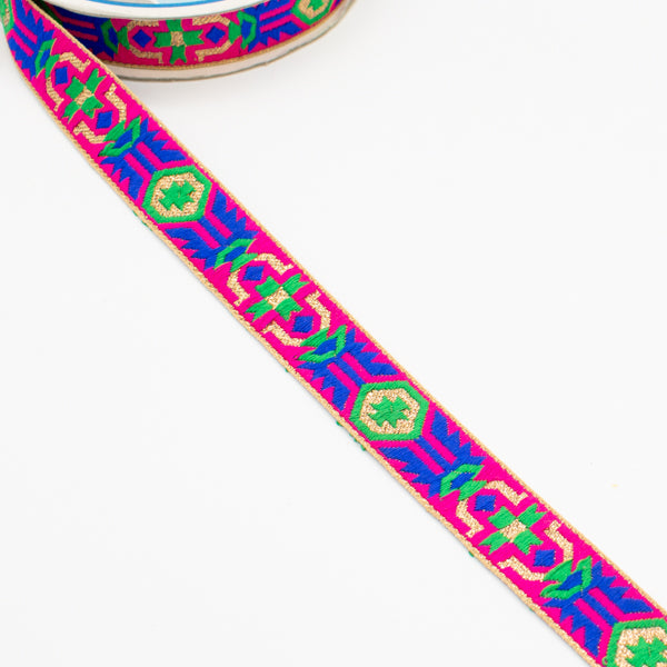 Embroidered Fancy Jacquard Ribbon-2cm